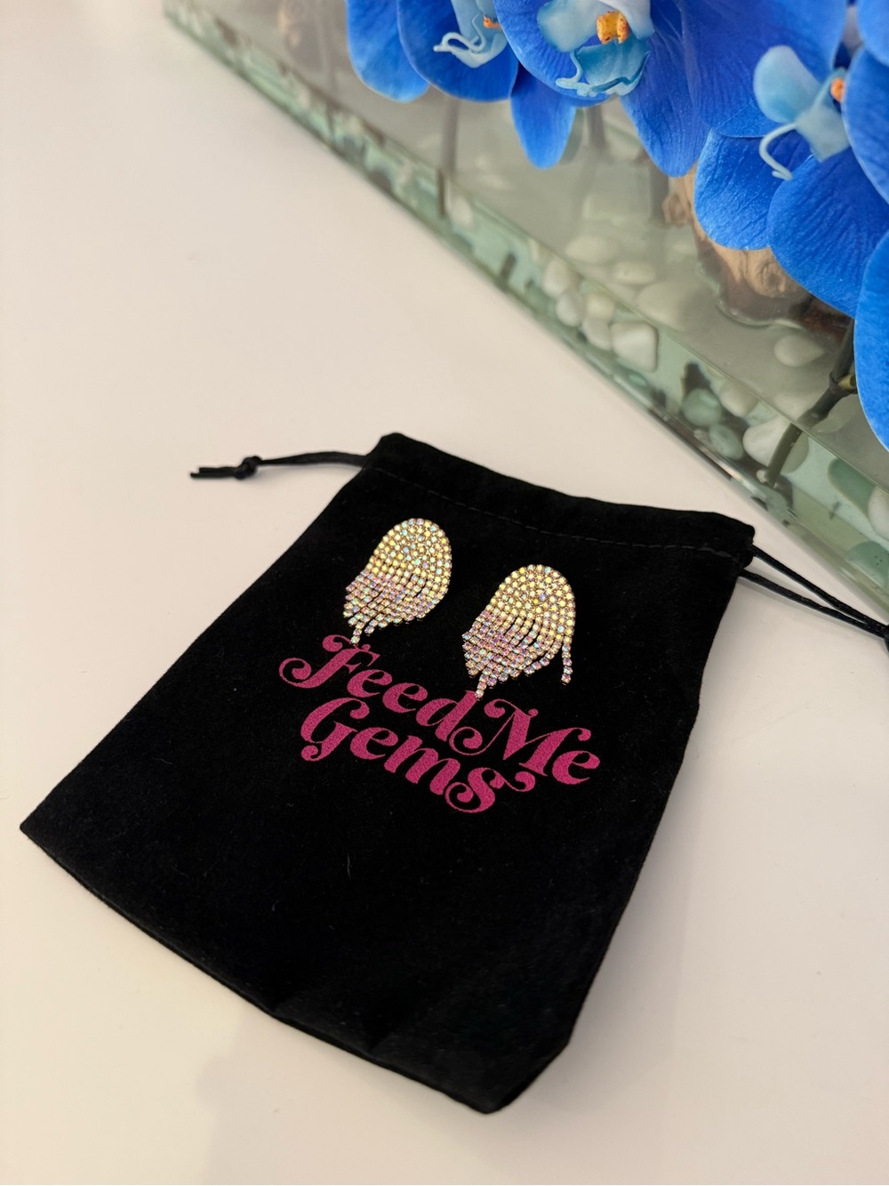 Feed Me Gems baby jumbo earrings  with pouch